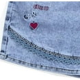 thumbnail image 4 of Peacolate 4-11Y Girls Denim Shorts Elastic Waistband Flower Ripped Jeans,Heart,10Years, 4 of 5