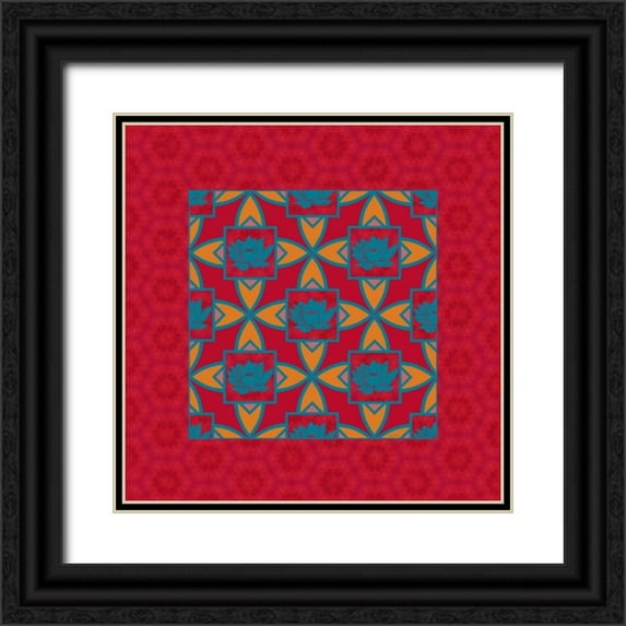 Murdock, Ramona 20x20 Black Ornate Wood Framed with Double Matting Museum Art Print Titled - Lotus Tile Colored II