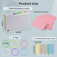thumbnail image 2 of 300 Pack Index Cards, 3inch X 5inch Ruled Index Cards with Ring, Colored Lined Flash Cards, Both Sides Note Cards, 2 of 7