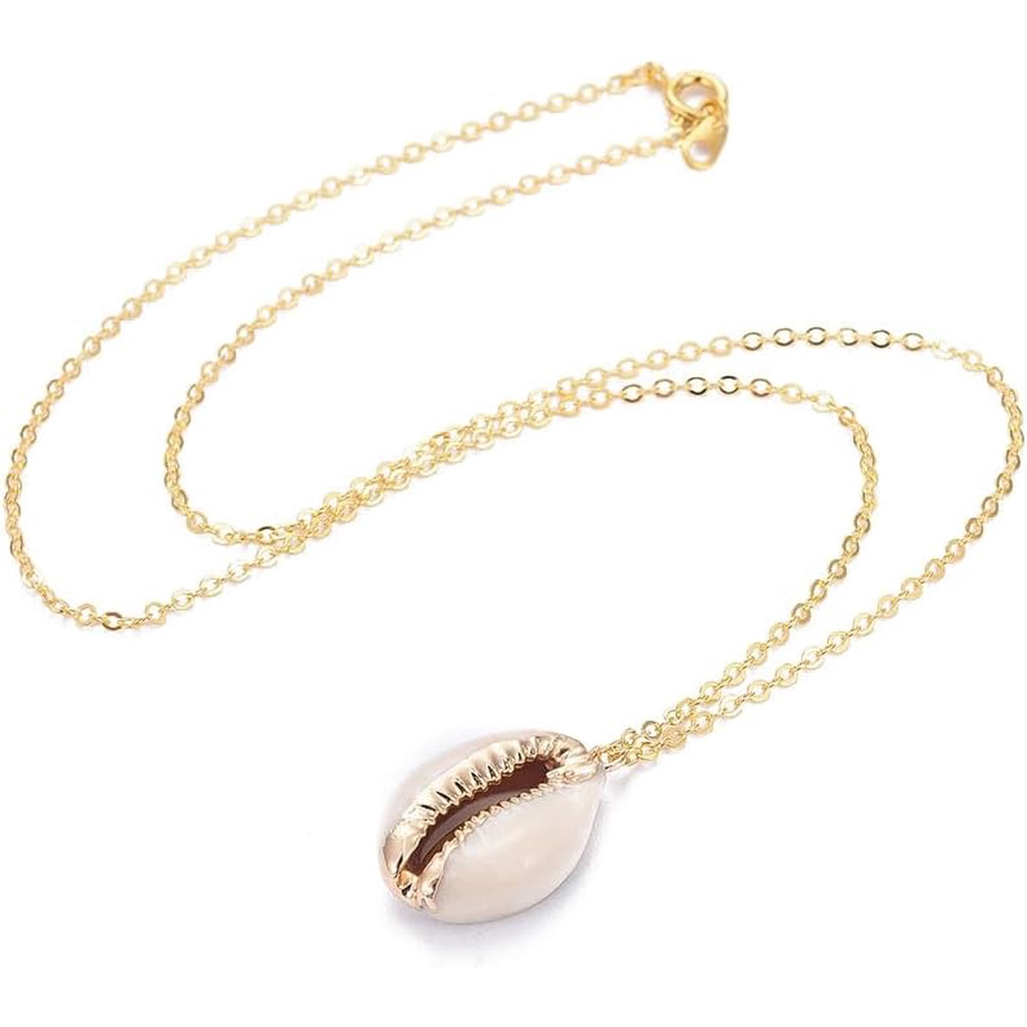 1 Pcs Electroplate Cowrie Shell Pendant Necklaces Necklace with Brass Cable Chains Seashell Color Necklace Accessory for Women Birthday Festival Elegant Gifts DIY Personalized Jewelry
