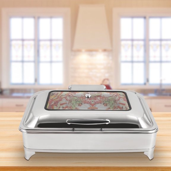 9L/ 9.5 QT Electric Chafing Dish Adjustable 45-80℃ Stainless Steel Buffet Server