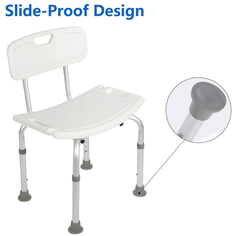 HONGGE 350Lbs Heavy Duty Shower Chair with Back Bath Chair for Seniors Elderly Handicapped Pregnant White