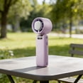 thumbnail image 3 of Linnome Foldable Handheld Fan with Digital Battery Display USB Rechargeable Mini Fan with Lanyard Portable for Travel Commute Outdoor Purple, 3 of 8