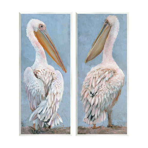 Stupell Industries Classic Pelicans Gazing Animals & Insects Painting Unframed Art Print Wall Art, 7 x 17, Set of 2