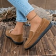 thumbnail image 3 of Womens Winter Loafers Suede Furry Lined Round Toe Slip on Low Top Booties Thick Soft Sole Lightweight Walking Shoes Khaki Size 9, 3 of 6
