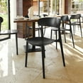 thumbnail image 3 of Flash Furniture Set of 4 Indoor-Outdoor Stacking Patio Chairs with Curved Backrests, Commercial All-Weather Resin Chairs in Black, 3 of 13