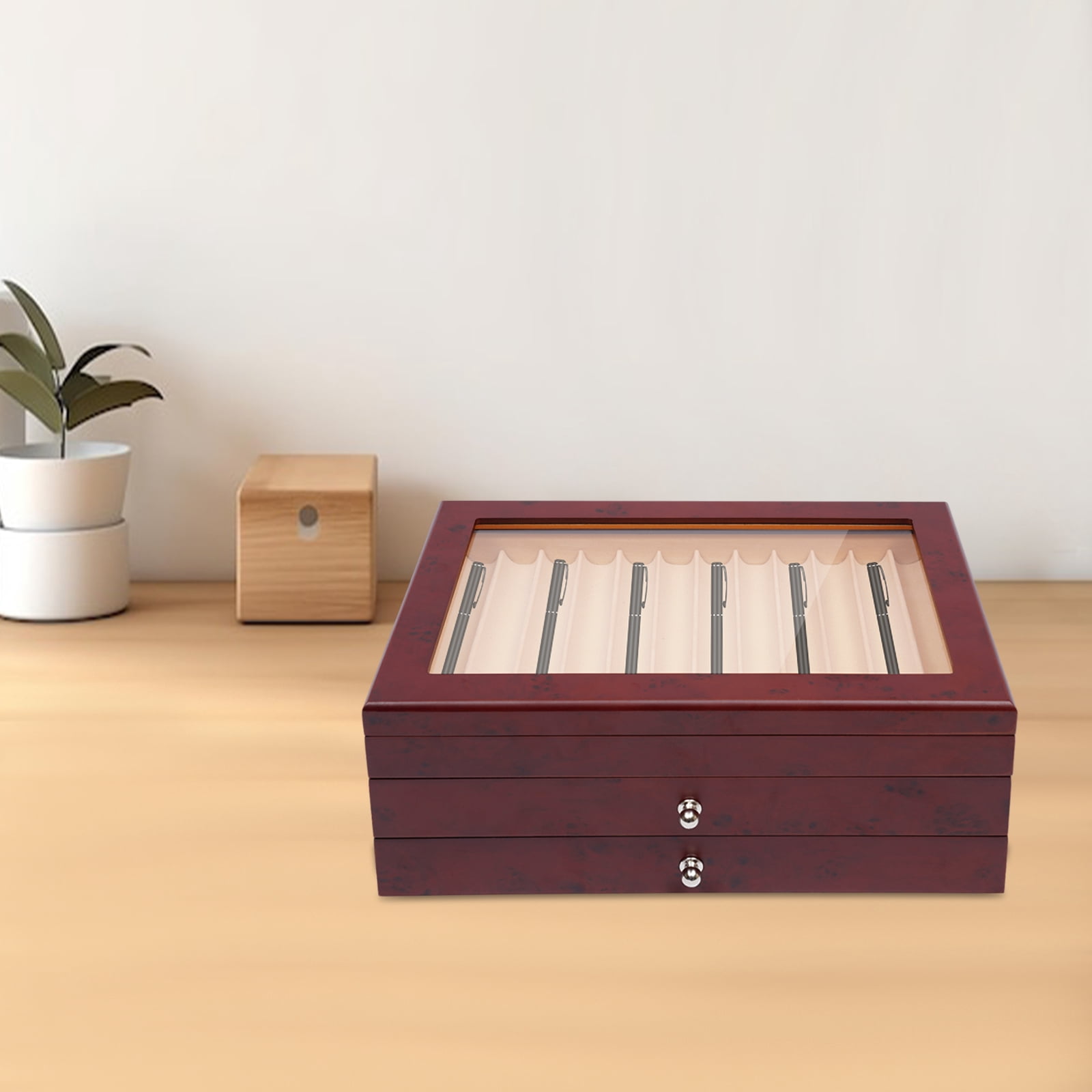Pen Display Box 3 Tiers and 34 Separate Compartments for Storing Fountain Pens, Ballpoint Pens, Marker Pens, and Other Pens in Your Bedroom, Study Room, or Living Room