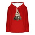 thumbnail image 5 of qelini Women Fleece Christmas Hoodies Xmas Tree Print Pullover Dropped Shoulder Long Sleeve Sweatshirts Casual Holiday Tops, 5 of 7