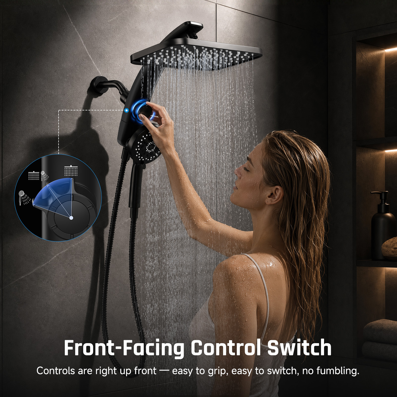 Ophanie 12-Inch Rain Shower Head Combo with Handheld, 8 Modes photo 7
