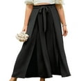thumbnail image 1 of Pantalones Casuales de Pierna con Abertura para Mujer,Pantalones de Playa Holgados Estilo Palazzo de Cintura Alta,Pantalones de Verano Estilo Bohemio con Bolsillos. Negro XL, 1 of 8
