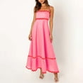 thumbnail image 4 of WTXUE Robes Maxi en Liquidation, Robe Nuisette Sans Manches Élégante à Encolure Carrée, Femmes 2024 Été Robe Longue Fluide à Étages Type Camisole Unie Vestidos Casuales Para Mujer Verano Maxi Women, Rose+m(US:6-8), 4 of 9