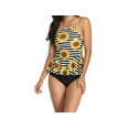thumbnail image 3 of 2 Piece Bathing Suits For Women, Trendy High Waisted Bikini Tankini Comfortable and Stylish – Stripped Yellow Flower – QSH148, 3 of 5