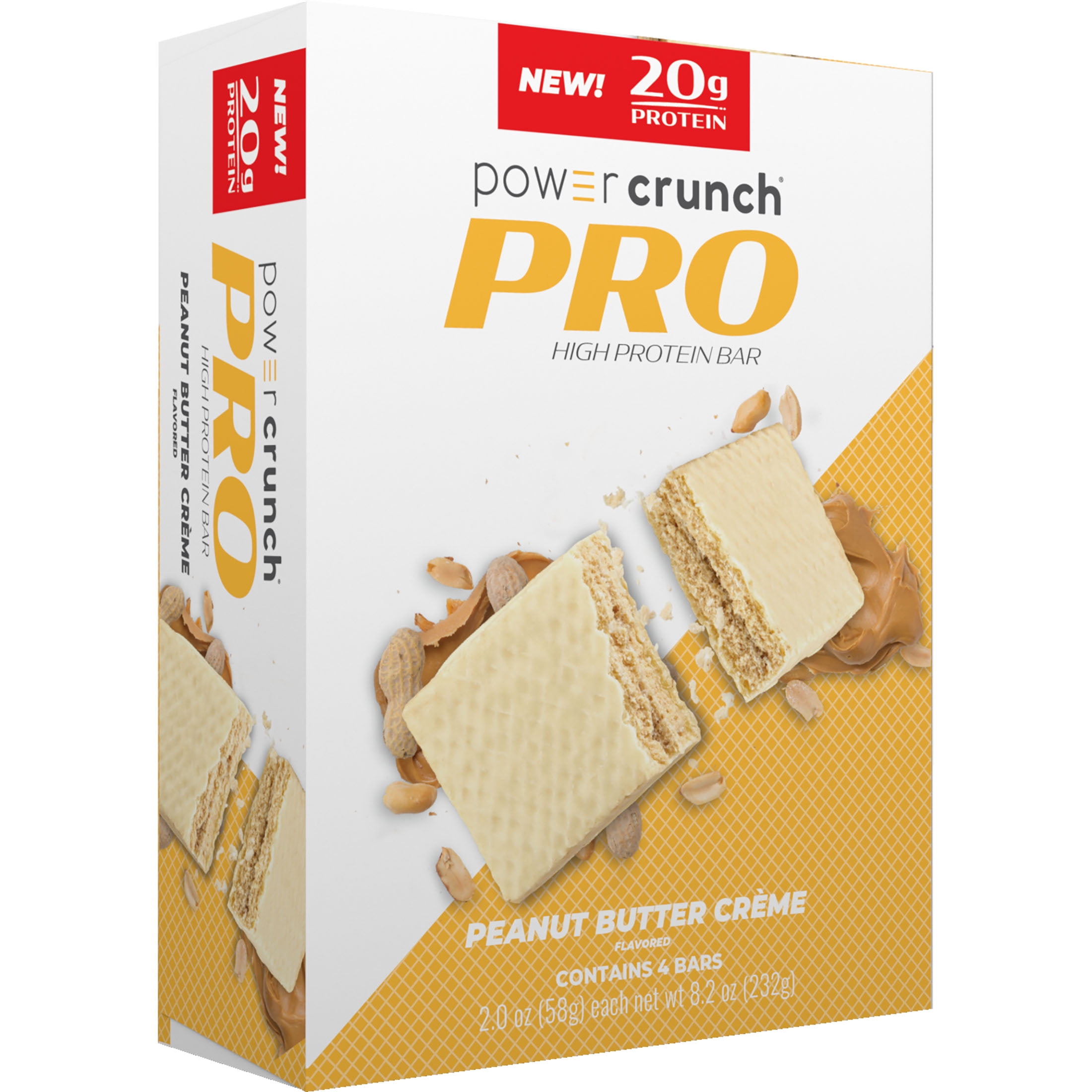 Power Crunch PRO Whey Protein Bar, Peanut Butter Cream, 8.2 oz, 4 Count