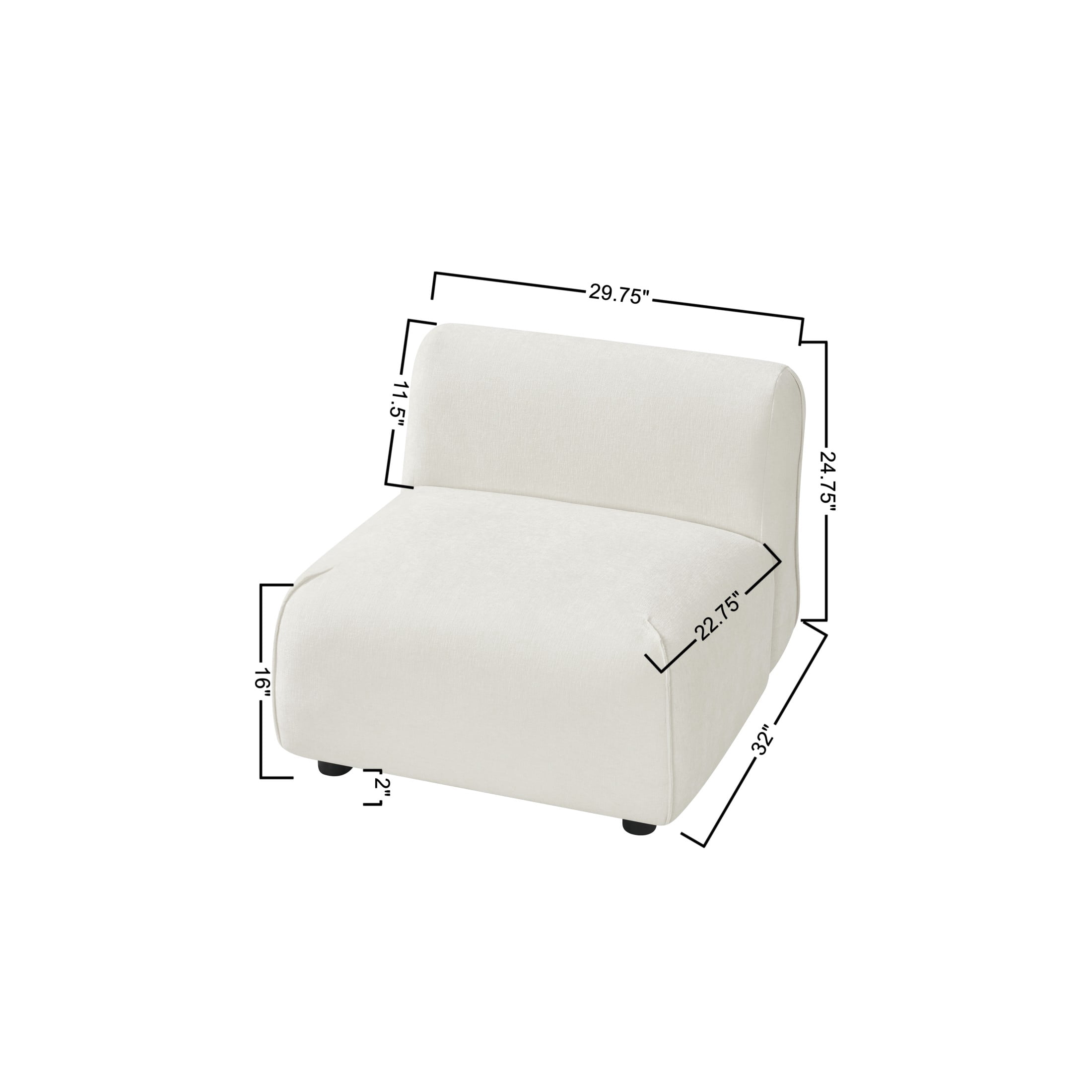 Christopher Knight Home 32"D Modern Curved Upholstered Armless Accent Chair, Plush Beige Seat