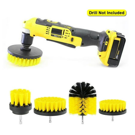 4Pcs Electric Bristle Scrubber Drill Cleaning Brush Tool or Shower Door Tub Grout Kitchen Floor Bathroom and Kitchen Surface Cleaner