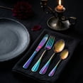 thumbnail image 5 of Buffet Flatware Set, 4 Piece Stainless Steel Dinner Steak Knife Fork Tea Spoons Utensils Cutlery Service for 1, Rainbow, 5 of 6