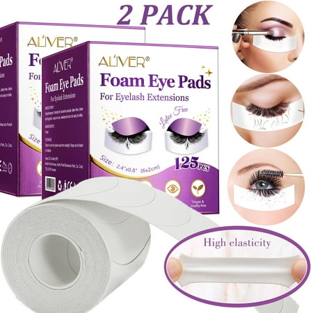 Aliver 250 PCS Foam Eye Pads for Eyelash Extension, Waterproof Latex-Free Eye Pads for Eye Cosmestics and Eye Make-Up