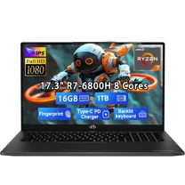 17.3" New Gaming Laptop Computer AMD Ryzen 7 6800H 8-Core (Up to 4.7GHz), AMD Radeon 680M Graphics, 16GB DDR5 RAM, 1TB SSD, FHD IPS Display, 100W Type-C, Backlit Keyboard, Fingerprint Black
