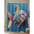 thumbnail image 4 of Fish Scales Paper Shower Curtain, Eyes Tail Mouth Fins Overlay Waterproof Shower Curtain Set with 12 Hooks Lightweight Washable Fabric Shower Curtains for Bathroom 60x72 Inches, 4 of 6