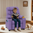 thumbnail image 3 of MCombo Big Kids Recliner Chair with Cup Holders for Boys and Girls Room, 2 Side Pockets, 3+ Age Group, Faux Leather 7366(Violet), 3 of 10
