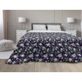 thumbnail image 1 of Navy and Blush Down Alternative Comforter, Tropical Flower Bouquets and Flying Hummingbirds Tiny Little Hearts, Microfiber Quilt for All Season, 5 Sizes, Indigo Green Pink, by Ambesonne, 1 of 3