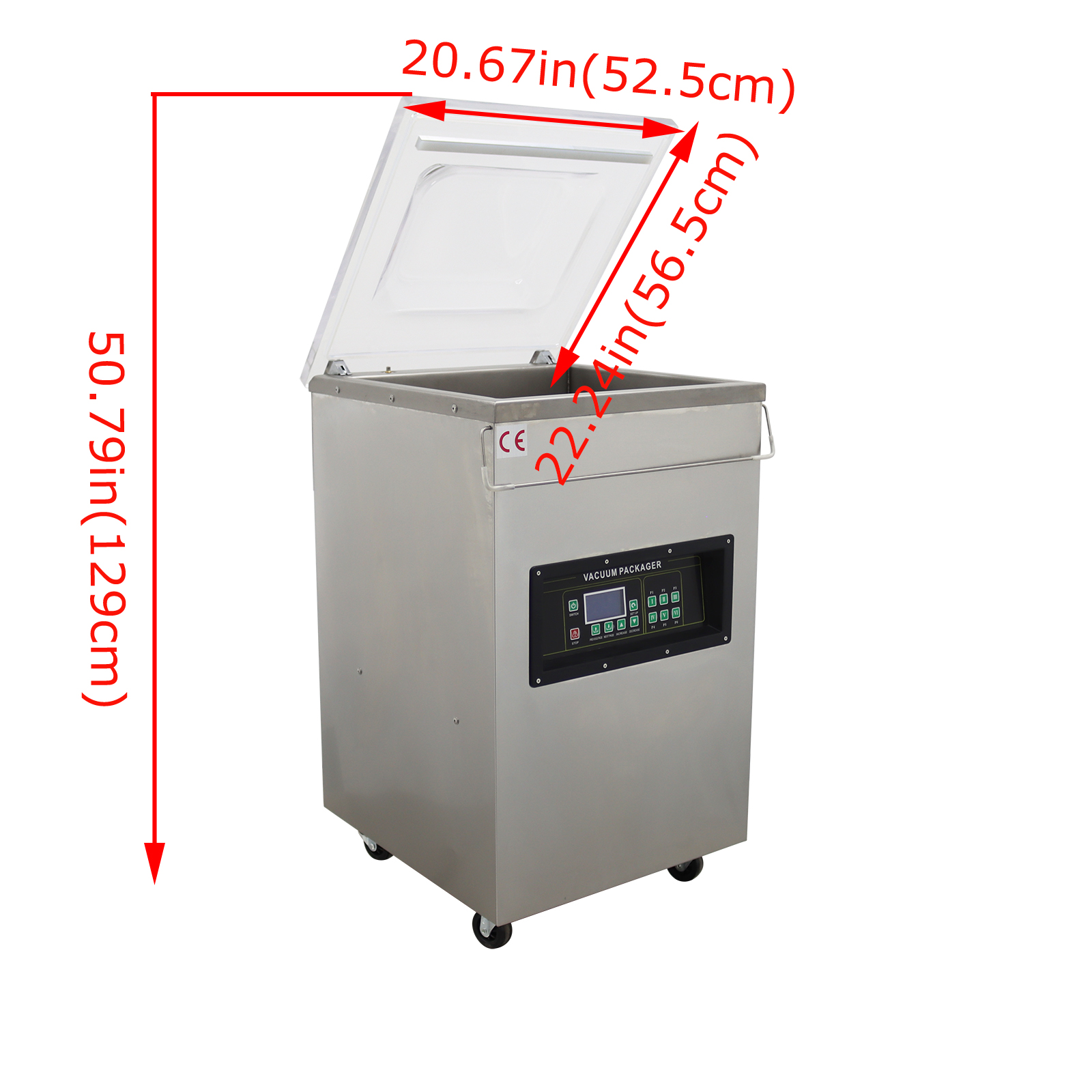 17.7 Inch Vacuum Packaging Machine Single Chamber Vacuum Sealer with Microcomputer Control for Food Fruits Vegetables 110V Stainless Steel