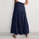 thumbnail image 3 of Gibobby faldas para mujer invierno Falda larga bohemia de cintura alta elástica de verano para mujer Falda larga informal con cordón A Line(Azul marino， M), 3 of 5