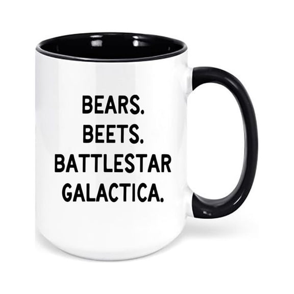 Bears Beats Battlestar Galactica, The Office Mug, Gift For The Office Fan, Funny Coffee Mugs, Sublimated Mug, Gift For Him, The Office Cup, BLACK