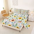 thumbnail image 2 of Erosebridal Watercolor Floral Full Size Sheets for Kids Girls, Cute Daisy Sunflower Bed Sheets, 4 Pieces, 1 Flat Sheet 1 Fitted Sheet and 2 Pillowcases, 2 of 5