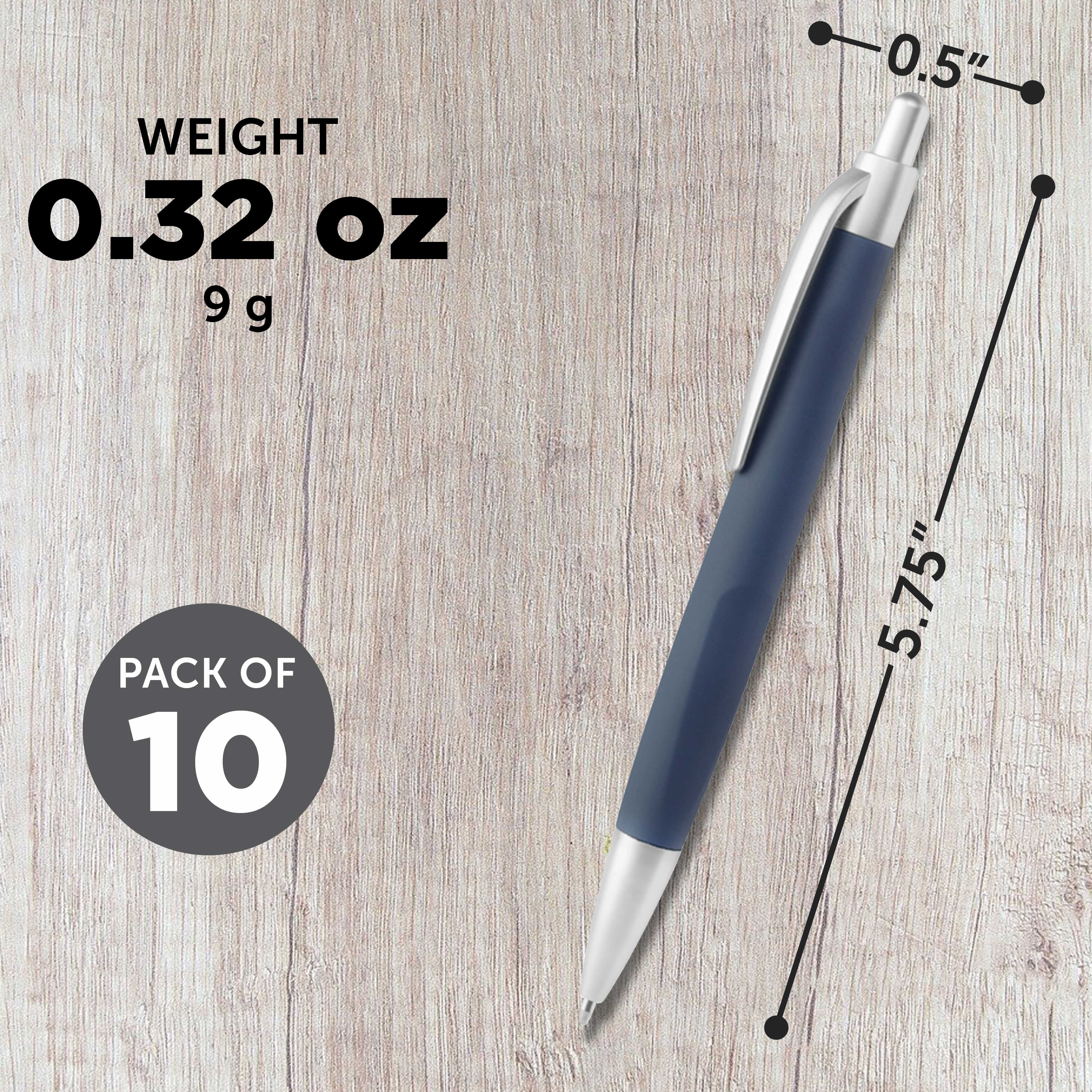 10 Atlas Click Action Pens Pack - Plastic, Black Ink - Navy Blue