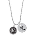 thumbnail image 1 of Delight Jewelry Silvertone Antiqued Round Seal - Initial - B - Silvertone Script Initial Disc - K - Charm Necklace, 20"+3", 1 of 4