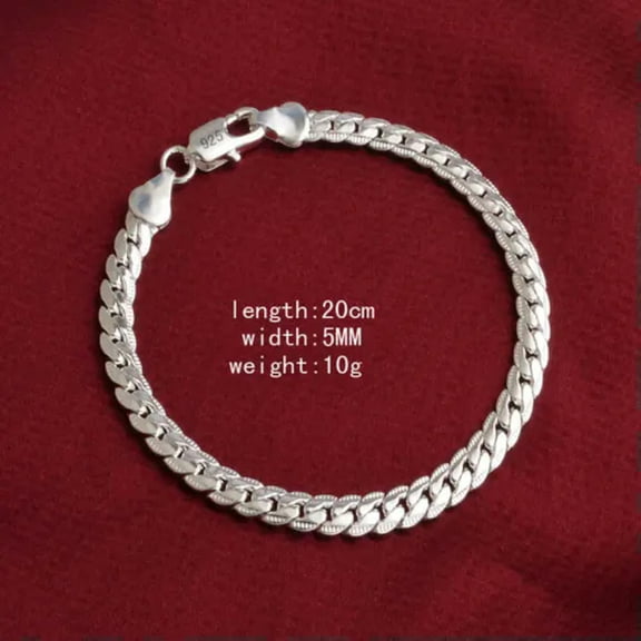 QQTDFG 925 Silver Men's Women's Italian 5mm Cuban Curb Link Chain Bangle Bracelet Gifts-1