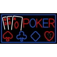 thumbnail image 1 of Poker With Cards LED Neon Sign 13 x 24 - inches, Black Square Cut Acrylic Backing, with Dimmer - Bright and Premium built indoor LED Neon Sign for wall décor, arcarde, and storefront., 1 of 7