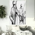 thumbnail image 3 of Jazz Music Tapestry, Illustration of a Jazz Band Musicians Playing Drum music Concert Performance, Wall Hanging for Bedroom Living Room Dorm Decor, 60W X 80L Inches, Black White, by Ambesonne, 3 of 5