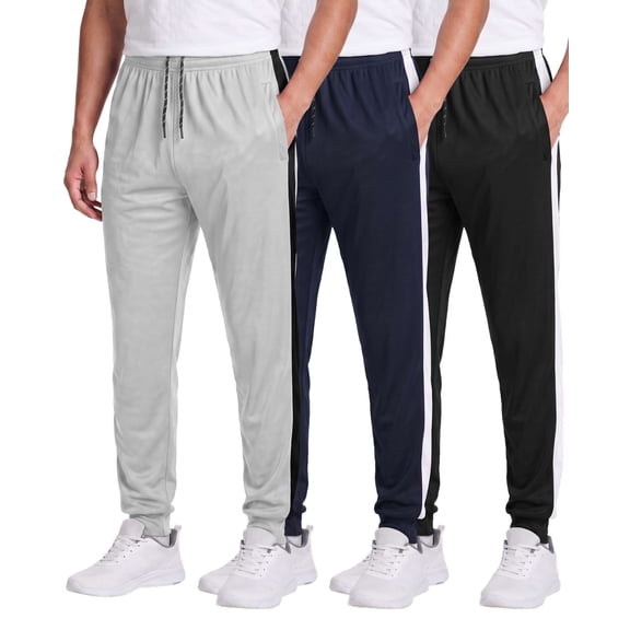 3 Pack Men's Mesh Joggers Sweatpants Gym Athletic Workout Pockets Track