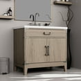 thumbnail image 5 of Grey Oak Single 36 In. W X 22 D Bath Vanity, White Quartz Countertop, 34 Mirror, Faucet, Top, Intriguing, 5 of 6