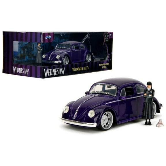 Jada Toys - 1:24 Wednesday - Hollywood Rides - 1959 Volkswagen Beetle with Wednesday & Thing Figures