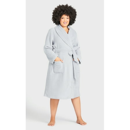 

Avenue Women s Plus Size Fleece Robe Lapel Wrap V-Neck Full Length Sleeves