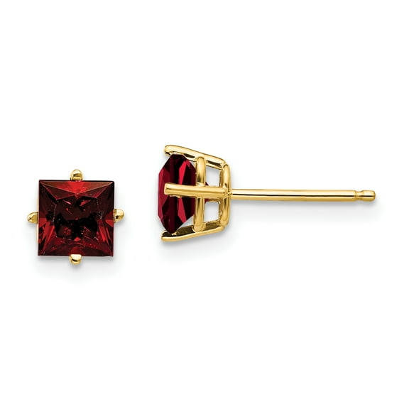 Primal Gold 14 Karat Yellow Gold 5mm Princess-cut Garnet Earrings