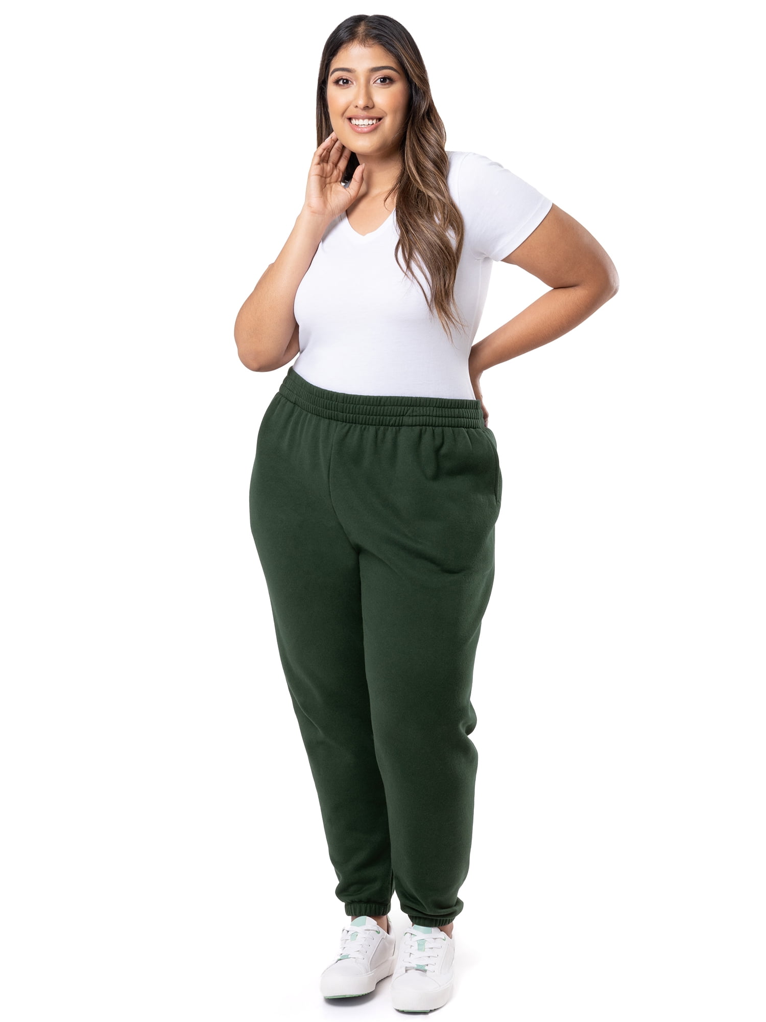 Terra & Sky Women's Plus Size Cotton Blend Fleece Sweatpants, 3-Pack