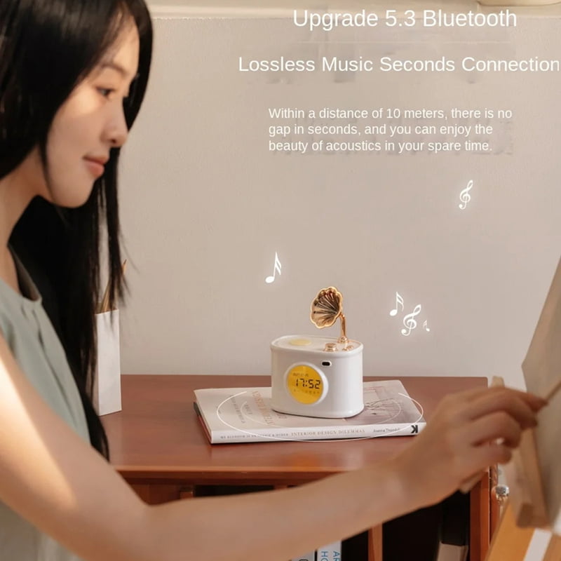 Bluetooth Speaker Retro Clock Alarm Clock Calendar with Display Desktop Home Decor Creatives Gift Small Speaker B