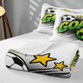 thumbnail image 4 of Manfei Sports Soccer Bed Spread Queen, Goal Print Queen Coverlet Set, Green Multicolor, Reversible 3pcs, 1 Quilt and 2 Pillowcases, 4 of 7