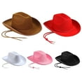 thumbnail image 5 of lanema Unisex Retro Cowboy Hat Western Large Brim Hat Hats Fedora Felt Cowboy Jazz Hat, 5 of 10