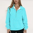 thumbnail image 5 of XPMWRP Women's Polka Dot Sweatshirt Half Zip V Neck Pullover Casual Long Sleeve Shirts Winter Fleece Warm Sweatshirts Tops Sky Blue S, 5 of 6