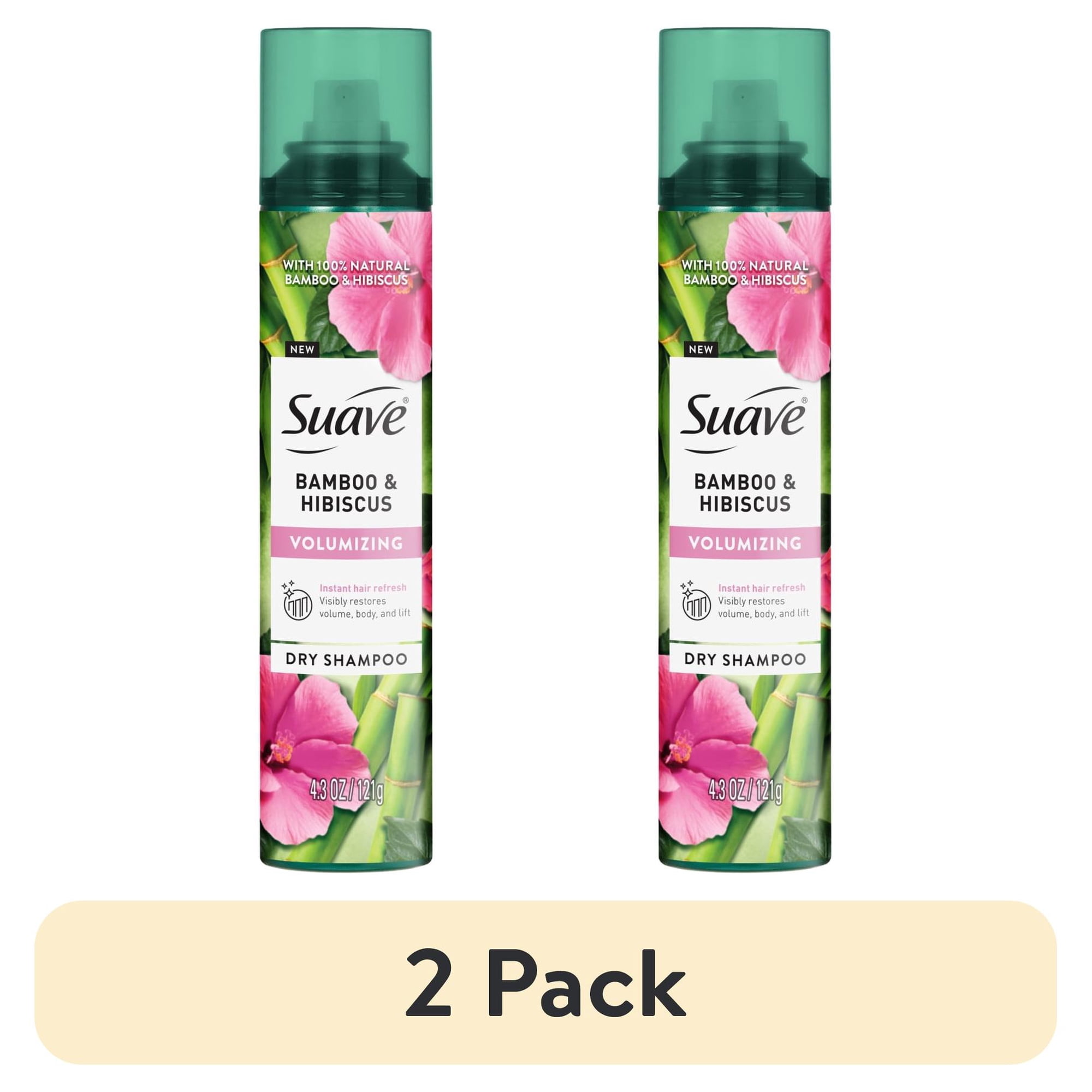 (2 pack) Suave Bamboo and Hibiscus Volumizing Dry Shampoo Spray Weightless Volume and Lift 4.3 oz