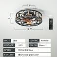 thumbnail image 6 of Caged Ceiling Fan With Lights Remote Control, Low Profile Flush Mount Farmhouse Modern Ceiling Fans, 6 Speeds Reversible Blades, 5 LED Bulbs Included For Bedroom Living Room, 6 of 9