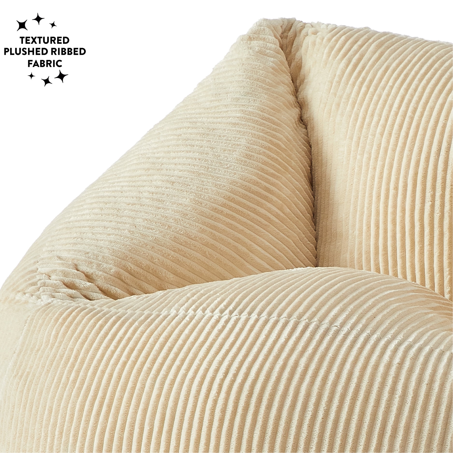 Mainstays Becky G Ribbed Plush Compressed Foam Chair, Payrus Beige for Teens and Adults