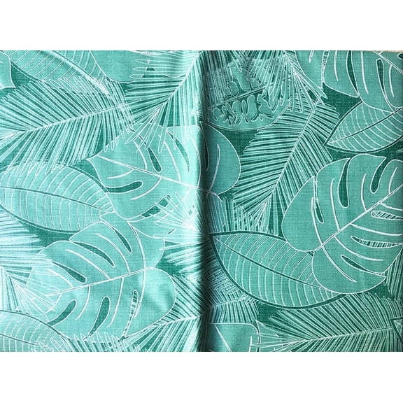 Tropical Leaf Pattern on Green Vinyl Flannel Backed Tablecloth (52" x 90" Oblong)