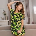 thumbnail image 3 of Yiaed Fresh Avocado Print Women's Loose-Fit Short Sleeve Nightgown, Soft and Comfortable Sleep Dress for Relaxation and Sleepwear, 3 of 6