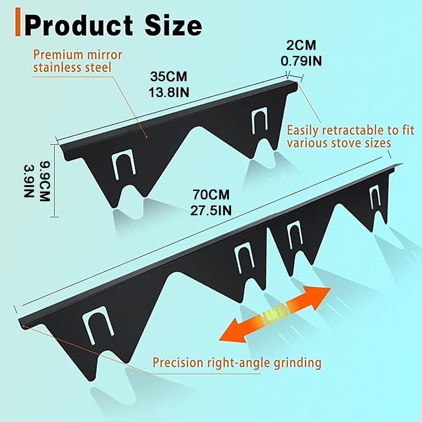 ZMKIAG Stainless Steel Stove Gap Covers (2PCS),Stove Gap Filler,Range Trim Kit,Stove Guard for Kitchen Oven Gap Between Stovetop and Counter, Easy-Clean Kitchen Safety Accessory